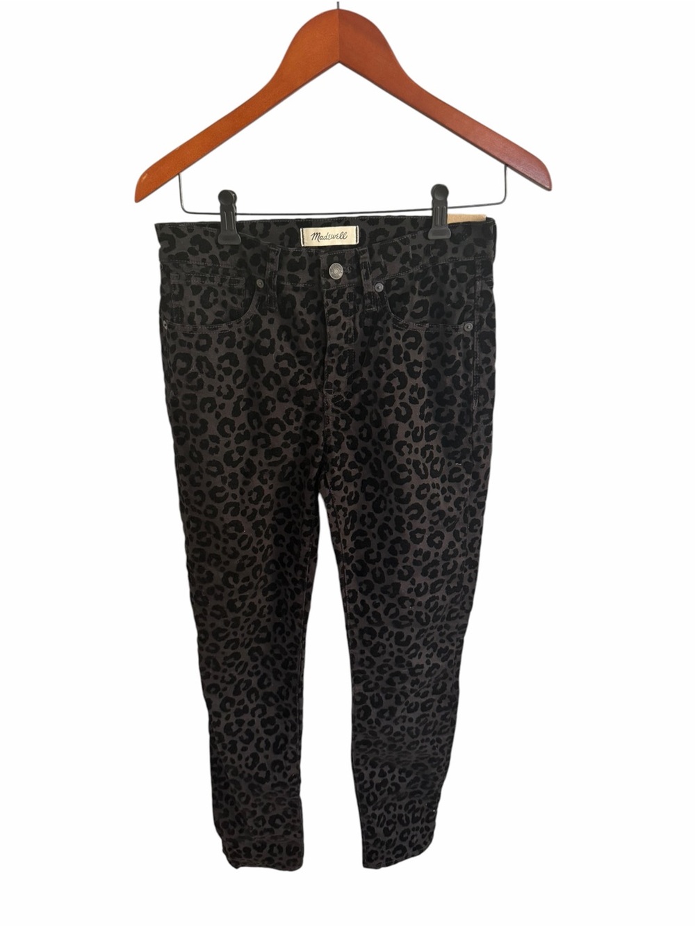 Madewell Charcoal Black Leopard Skinny Jeans Velvet New